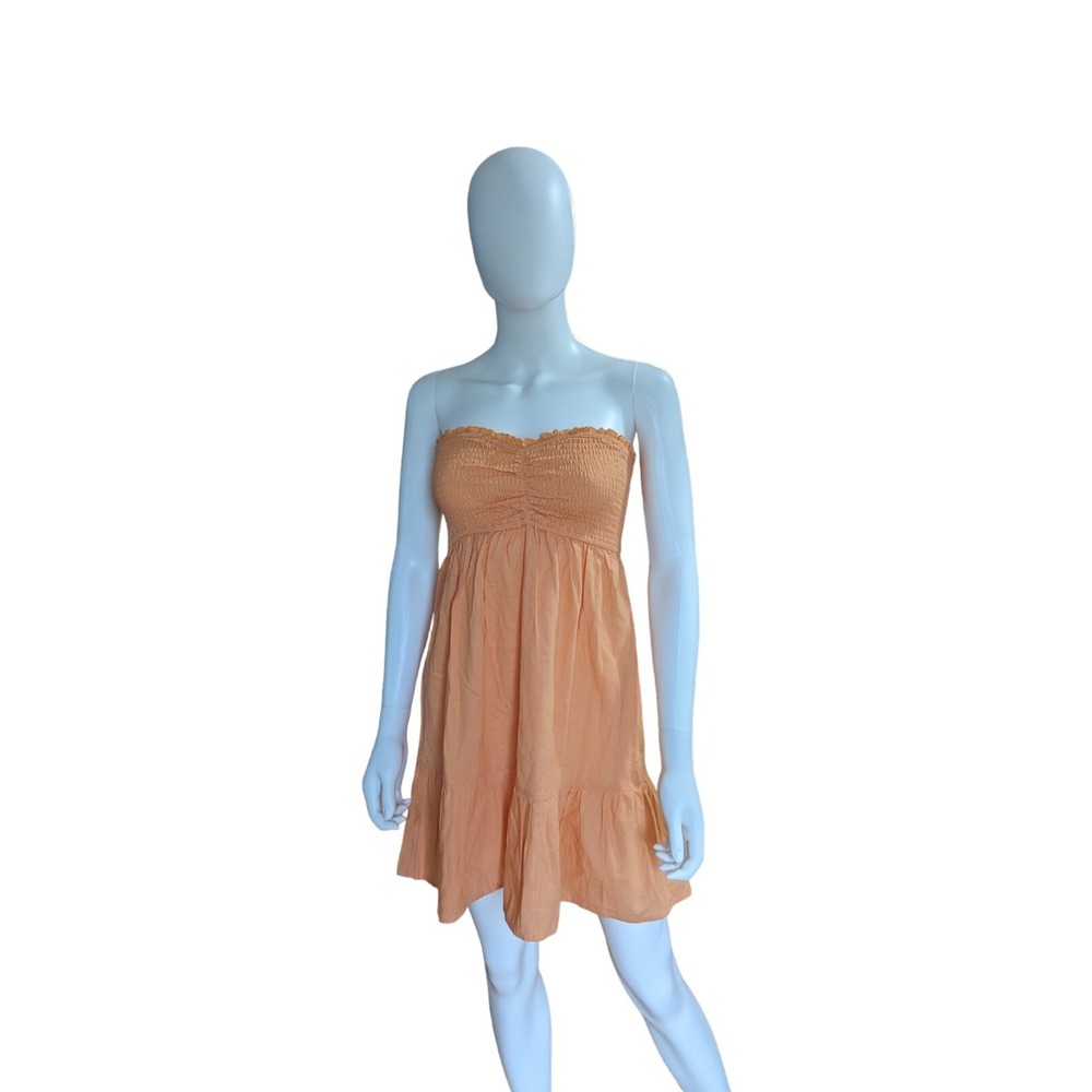 Billabong Tangy Tangerine Mini Dress Strapless‎ Sz XS (Security Tag Hole)